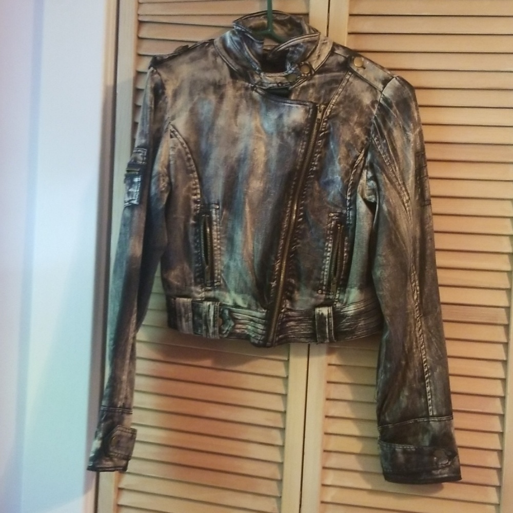 Double Zero Oil Slick Motorcycle Crop Jacket